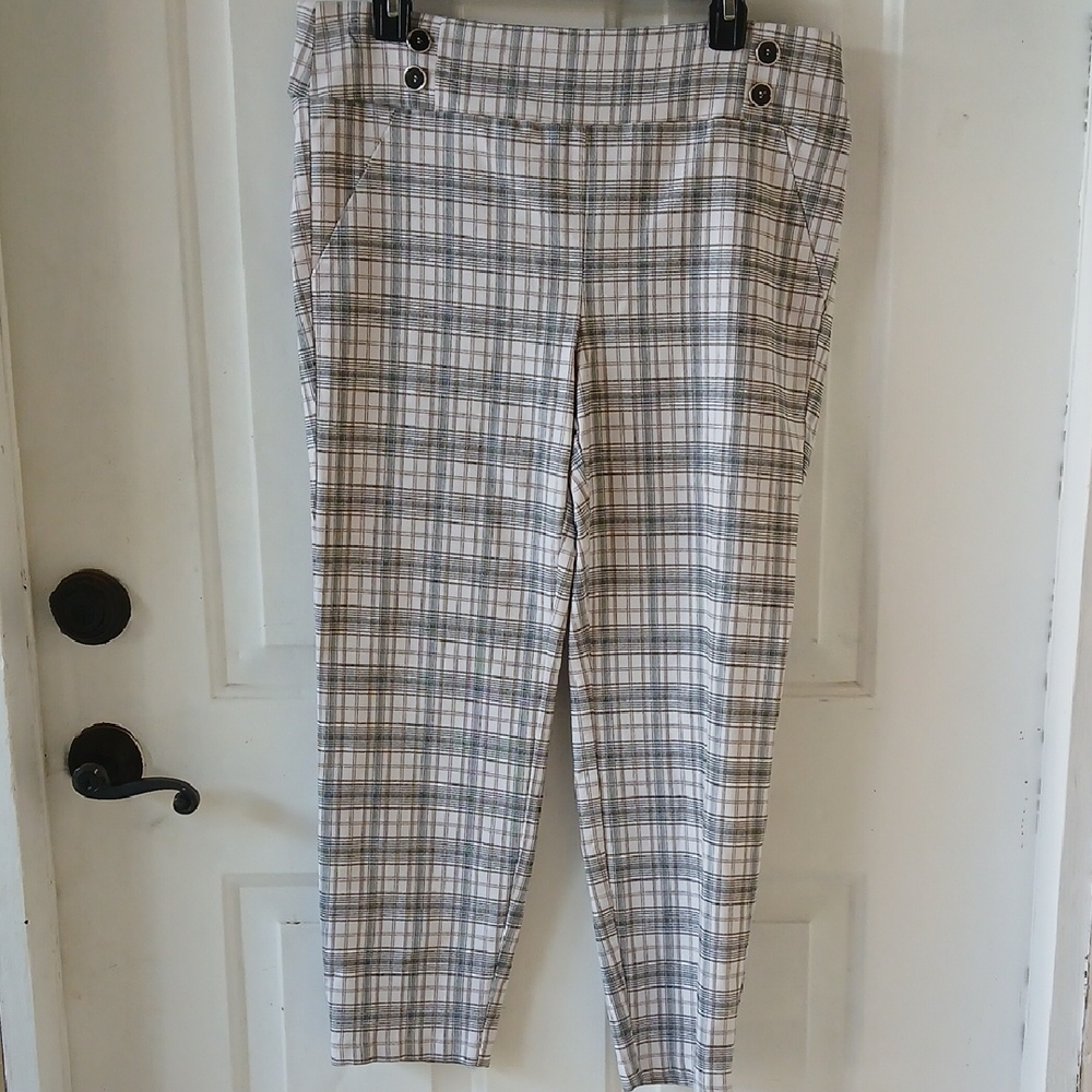 Soho Beige and Black Plaid Ankle Pants